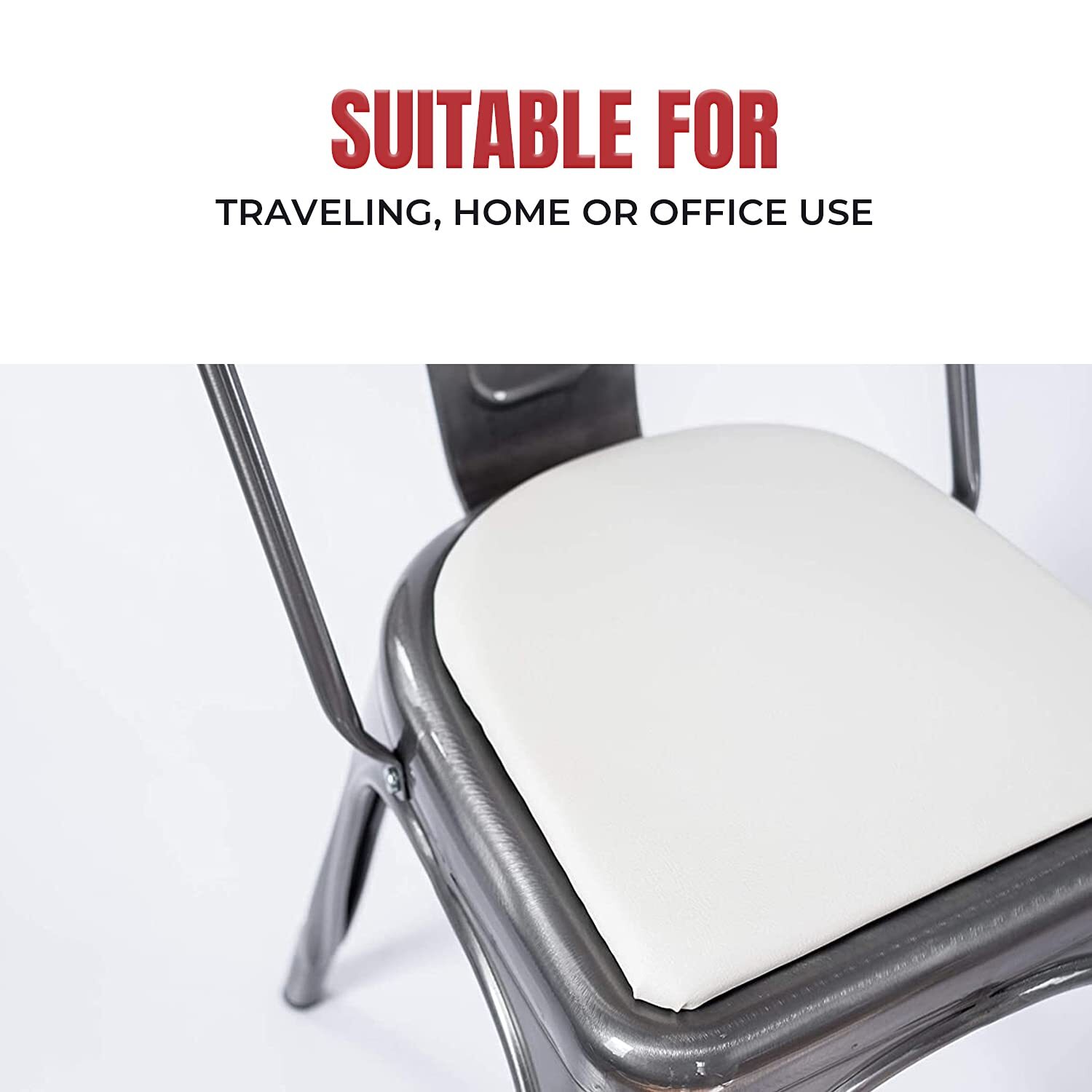 CafePro Magnetic Chair Cushion Pad Made with Faux Leather WHITE Cushion Covers Seat Cushion Saddle Chair Cushions Chair Cushions