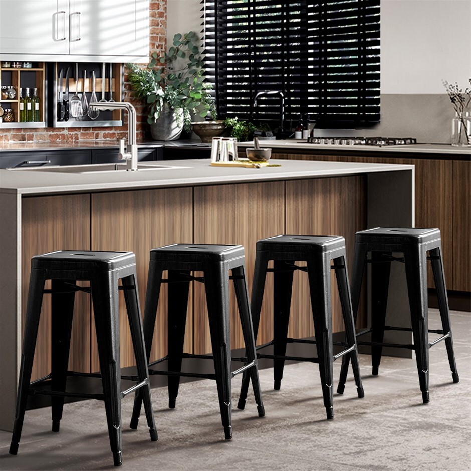 76cm Replica Tolix Metal Cafe Bar Stool Stackable Backless Stools Dining Chairs - Picture 56 of 190