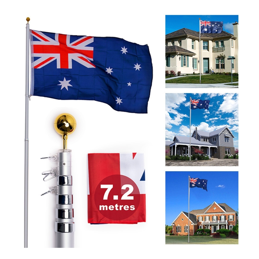 Telescopic flag pole with light deals