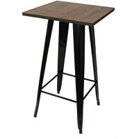 Cafepro Tolix Metal Steel Square Timber Top Table (Black) for Food Court, Coffee Dining Table Convertible, Black Desk, Study Table, Bar Table