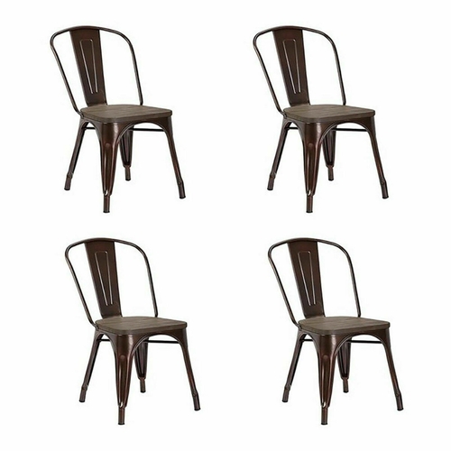 CafePro High Back Tolix Chair 45cm With Timber Seat Stools, Kitchen Stool, Vanity Stool, Home Bar Furniture, Metal Stool, Coffee Table, Gaming Chair