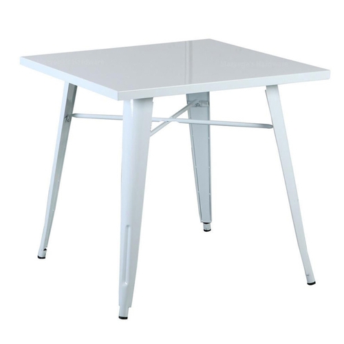 Tolix Metal Steel Square Table (White) for Food Court, Coffee Dining Table Convertible, White Desk, Study Table, Bar Table, Computer Desk, Office Desk