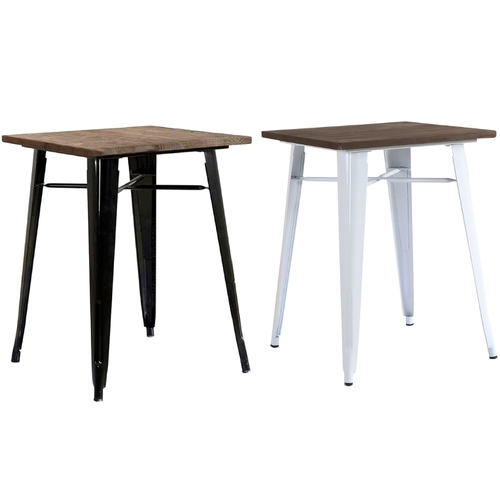 Tolix Metal Steel Square Timber Top Table (60cm (W) 60cm(D)x 76cm(H) for Food Court, Coffee Dining Table Convertible, Study Table, Bar Table