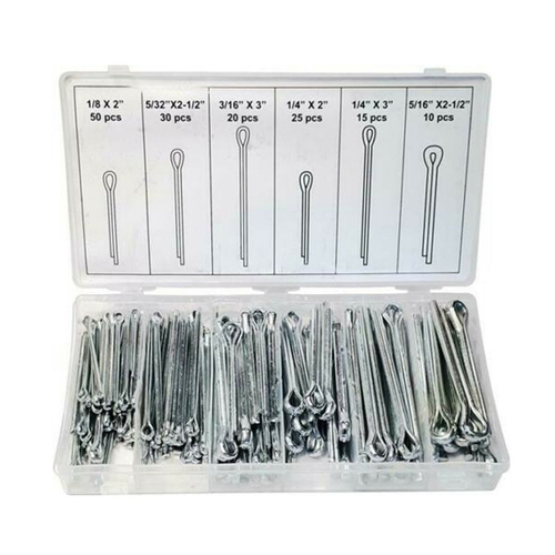 Directly2u Cotter Pin Assortment Kit 150 Pieces with 6 Different Sizes, Heavy Duty Metal Cotter Pin Clip Key Fastener Kit with resealable Plastic Case