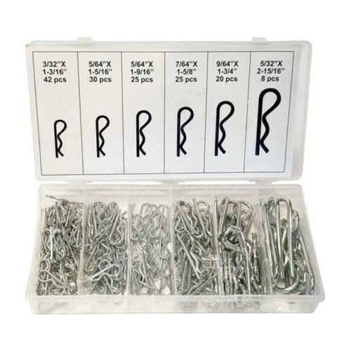 Directly2u R Clip Assortment Kit for 6 Common Sizes, Fastener Hairpin Metal R Clips Retaining Pins with Resealable Plastic Case (Pack of 150)