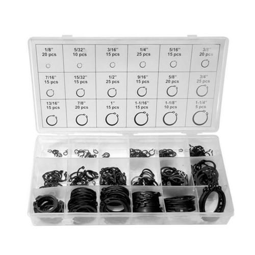Directly2u Circlip Snap Ring Assortment Kit Pack of 18 Commonly Used Sizes, Fastener Snap Rings with Sectional Plastic Case (Pack of 300)