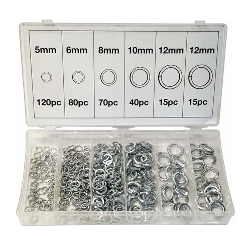 Directly2U 340 Pcs Spring Washers Metric Flat Pad Repair kit M4-M14 (5 sizes) Metal Lock Washers for Bolts Screws set Hardware Assortment kit for Home