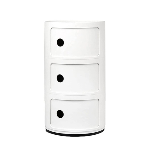 Cafe Pro Replica Anna Castelli Ferrieri with Round Storage Unit, Bedside Table Three Tier Circle Storage Table made with ABS Plastic 32cm x 59cm White