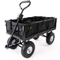 Garden Dump Rolling Mesh Cart with Heavy Duty Steel Frame,10 Inch Pneumatic Tires Maximum Load Capacity of 300 Kg (Black), Garden Trolley Cart