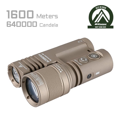 ACEBEAM Terminator M1 Dual Head LEP/LED Flashlight - 3500 Lumens, 1600m Long Throw, USB-C Rechargeable 21700 Battery - (Desert / 6500K)