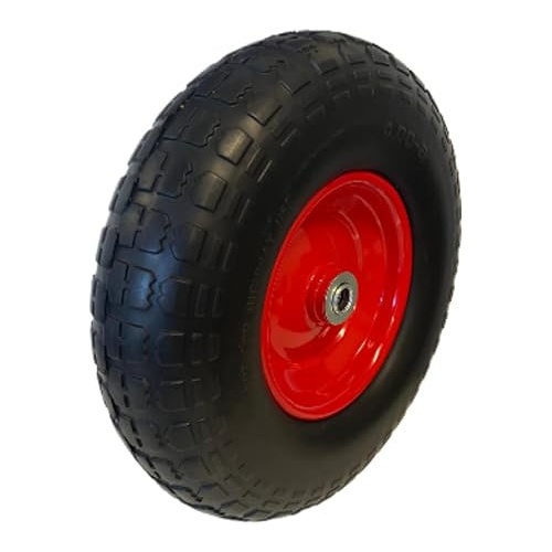 D2U 13 Inch Trolley Wheel with Solid Red Steel Rim, Replacement  Flat Free Wheel Sack/Hand Trolleys Truck Cart Rubber Steel Rim Wheels 13"4.0-6