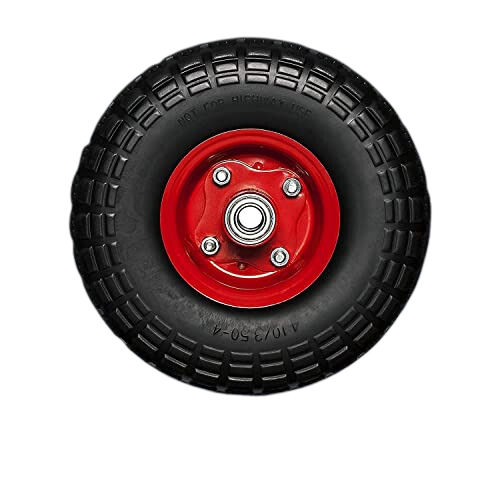 Flat Free Trolley Wheel Utility Cart Tire Rubber Steel Rim Wheels 10" 4.10/3.50-4 (20MM)