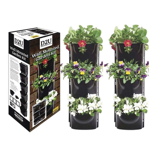 Directly2U Wall Mounted Vertical Garden Kit Home Planter Herbs Flowers 6 Hanging Plant Pots, Easy to Install and Perfect for Homes and Workspace